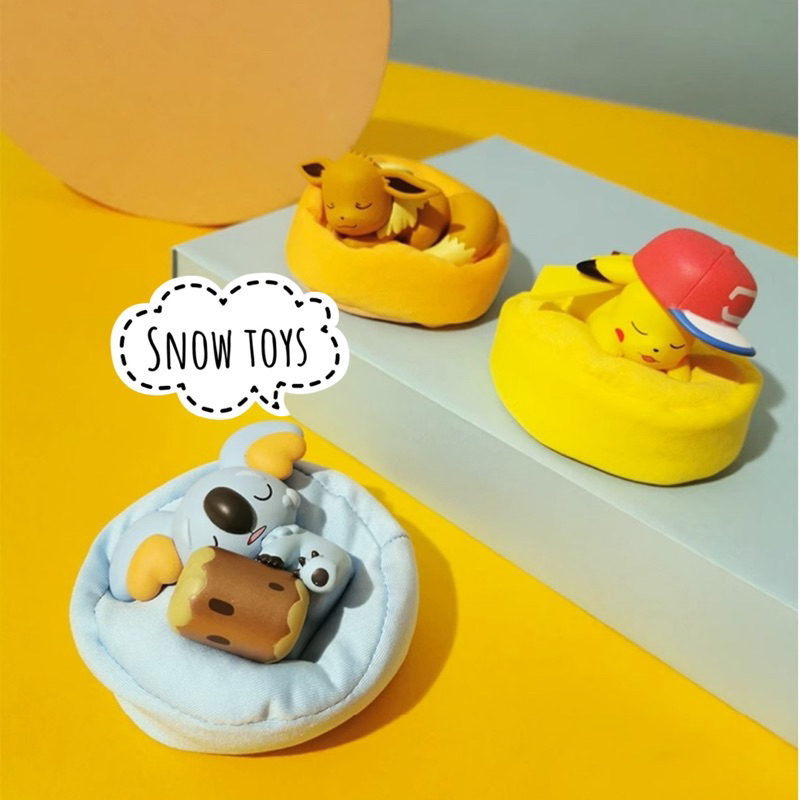 Mô hình Pokemon ngủ - Pikachu Bulbasaur Snorlax Jirachi Eevee Komala ngủ đáng yêu trên gối - Kích thước 9cm