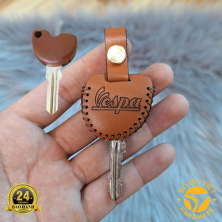 Bao Da Chìa Khóa xe máy Vespa, remote tìm xe handmade da thật, bảo hành 2 năm