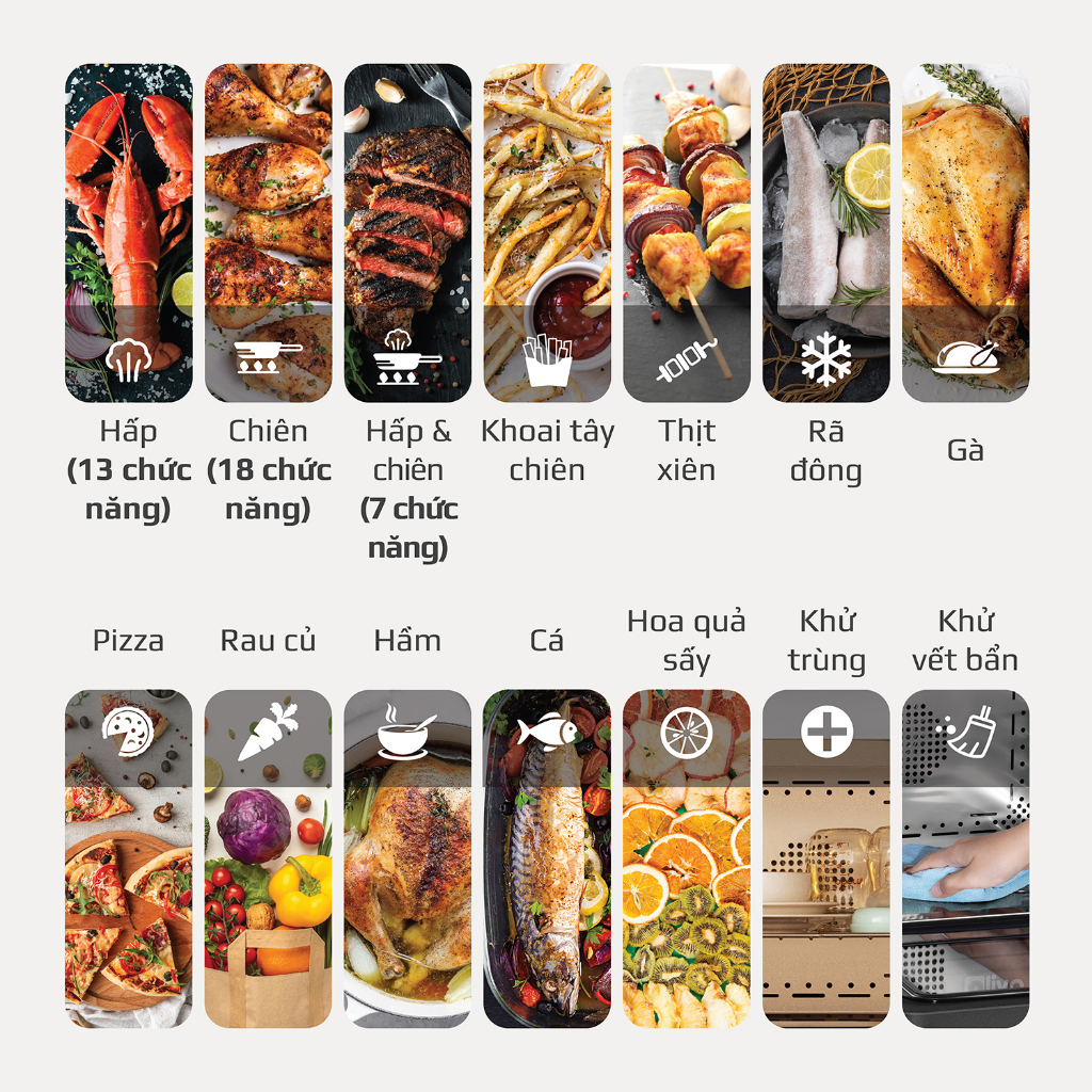 Nồi Chiên Hơi Nước OLIVO SF18 – 50 Chức Năng – Dung Tích 18L – Công Suất 2450W, Hàng Chính Hãng