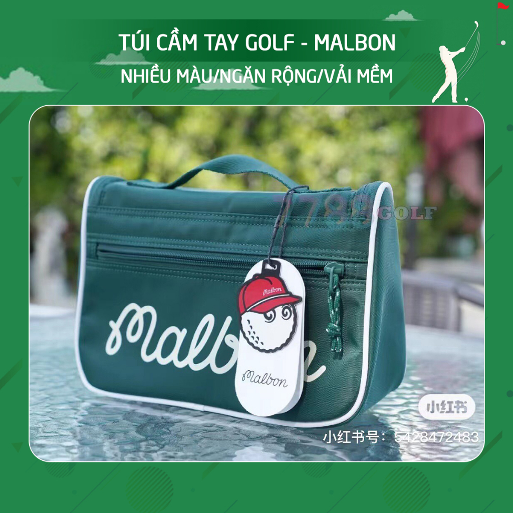 Túi cầm tay Malbon, vải mềm, thiết kế thanh lịch, thể thao