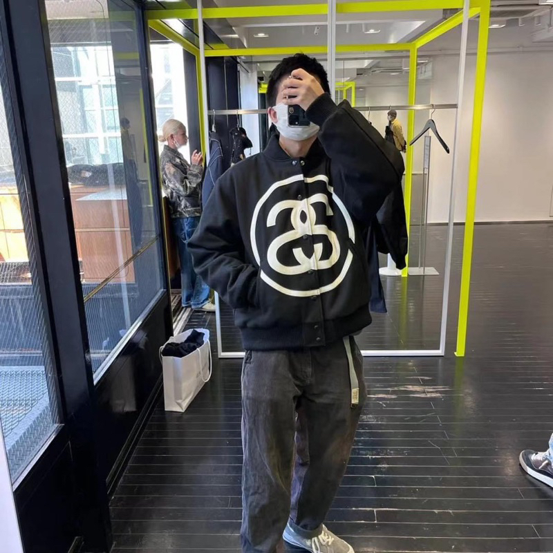 Áo Varsity - Stussy - Bomber Jacket logo trần bông new 2023
