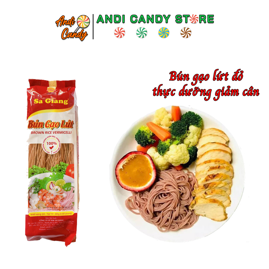 Bún Gạo Lứt Đỏ Giảm Cân Ăn Kiêng Thực Dưỡng Eat Clean Sa Giang 200gr