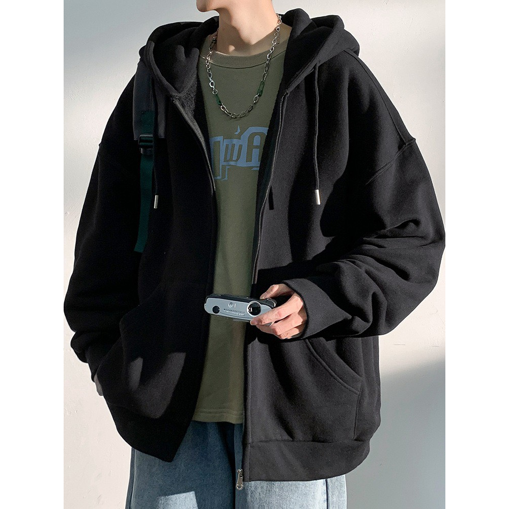 Áo khoác hoodie zip ATOKI nỉ mũ form rộng mặc đôi nam nữ 65 P11K11