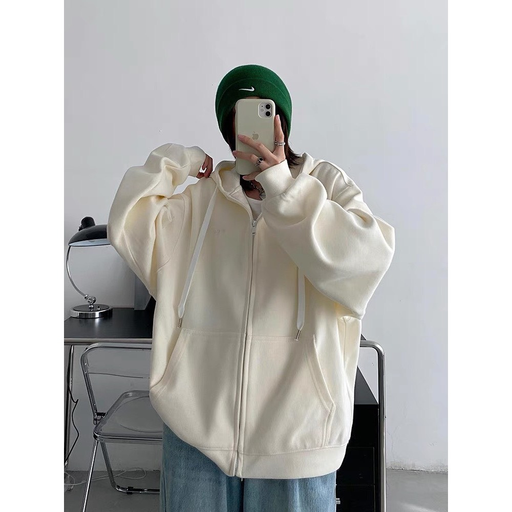 Áo khoác hoodie zip ATOKI nỉ mũ form rộng mặc đôi nam nữ 65 P11K11