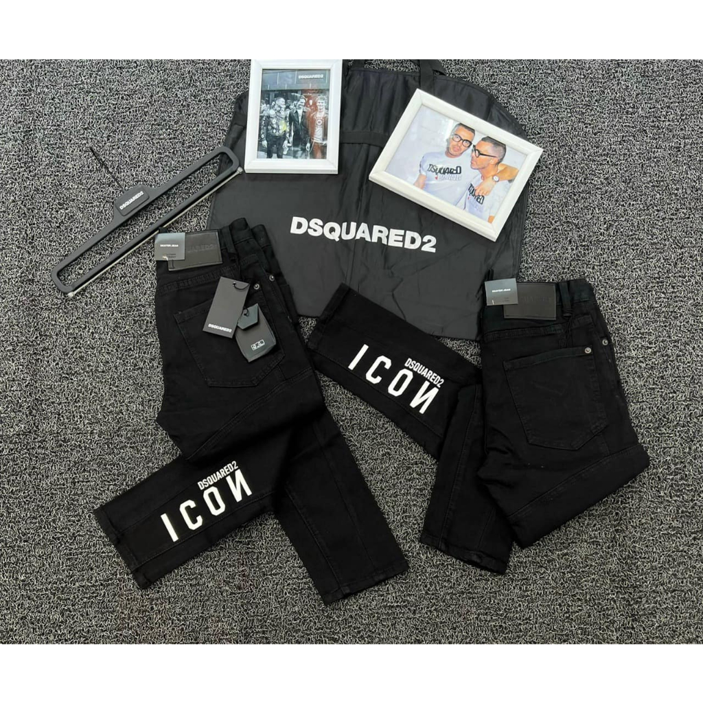 Quần Jean Đen Trơn Chữ Icon Trắng Vẩy Sơn Quần Bò dsq2 Icon chấm sơn thêu chữ thời trang cao cấp hot trend