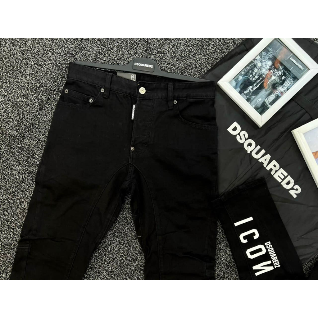 Quần Jean Đen Trơn Chữ Icon Trắng Vẩy Sơn Quần Bò dsq2 Icon chấm sơn thêu chữ thời trang cao cấp hot trend