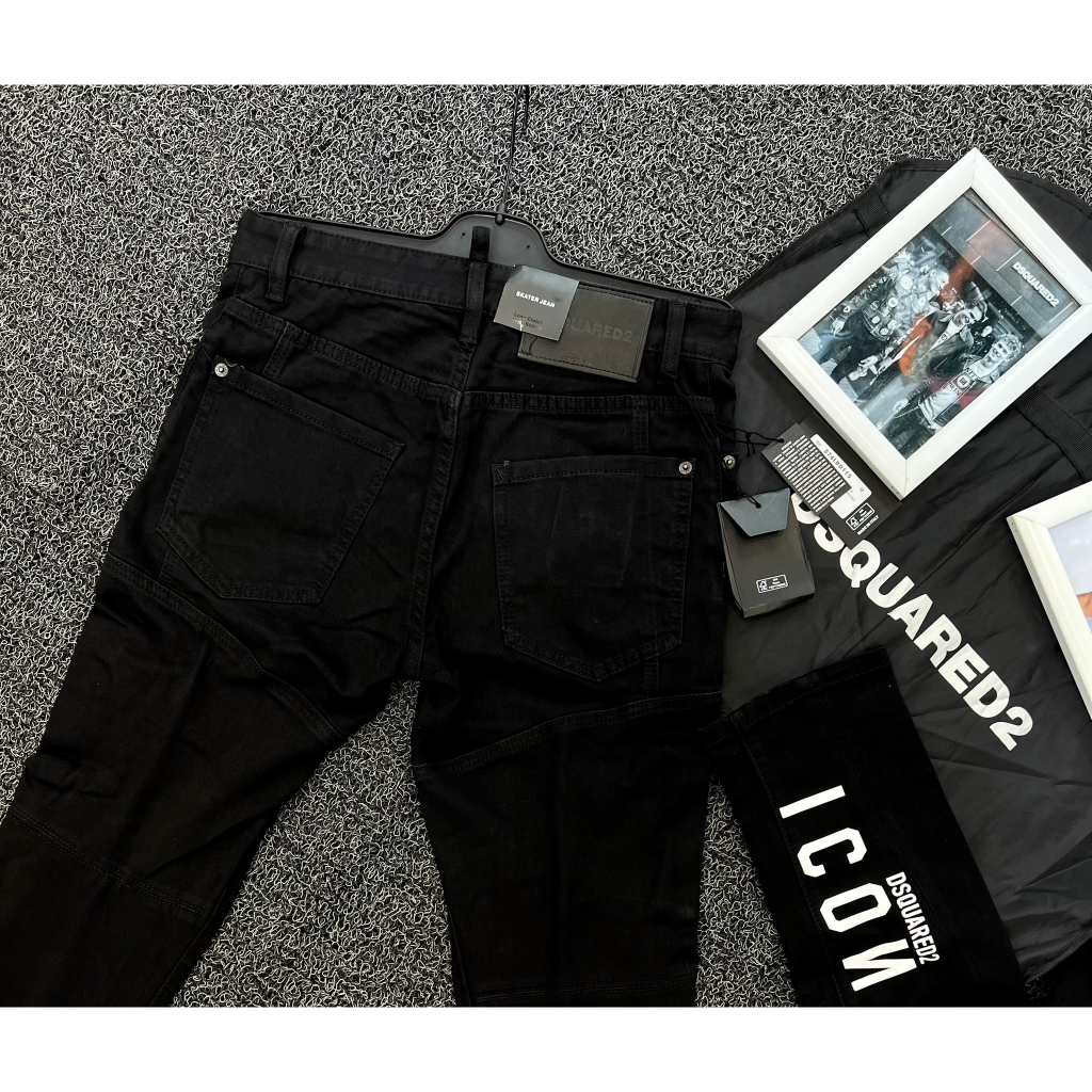 Quần Jean Đen Trơn Chữ Icon Trắng Vẩy Sơn Quần Bò dsq2 Icon chấm sơn thêu chữ thời trang cao cấp hot trend