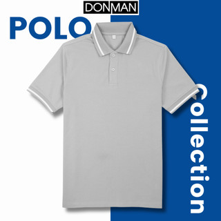 Áo thun polo nam donman chất liệu premium cvc pique phối viền tay áo at55