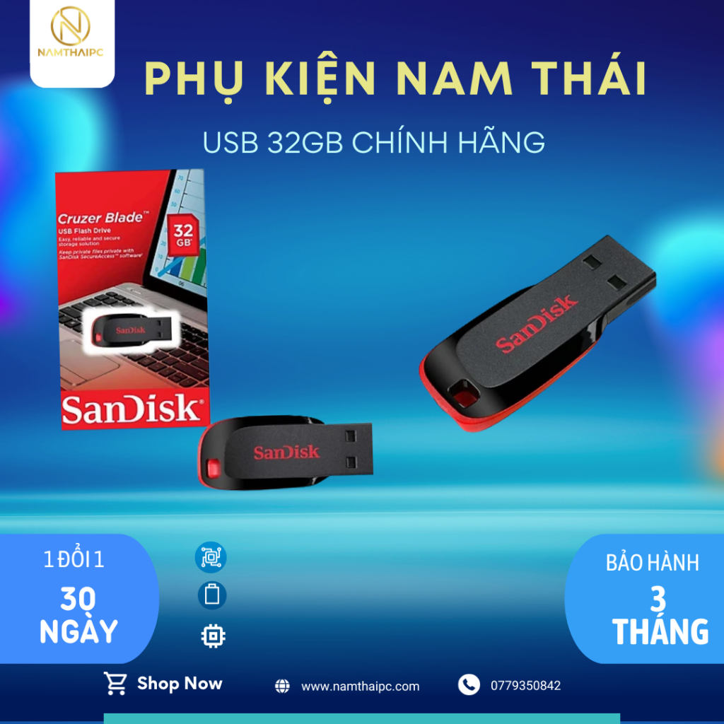 USB SanDisk Cruzer Blade usb 2.0 CZ50 32GB - Hàng Chính Hãng