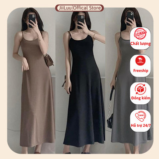 Váy 2 dây dài xoè thun tăm JiiLuu quyến rũ, gợi cảm