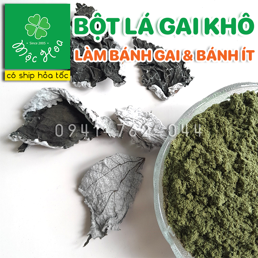 Bột lá gai khô mịn nguyên chất và lá gai khô sạch làm bánh gai, bánh ít lá gai