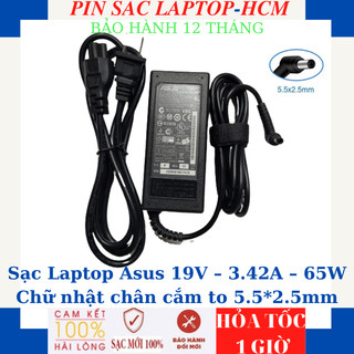 Sạc laptop asus k43 k43e k53 k53e x43 x43e a43 a43e sạc asus 19v-3.42a-65w chữ nhật chân to 5.5*2.5mm