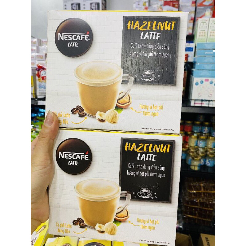 Cafe sữa hạt NESCAFE LATTE vị hạt phỉ hộp 10 gói*24g- có shio hỏa tốc HCM