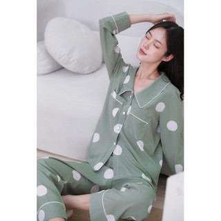 𝗛𝗮̀𝗻𝗴 𝗰𝗵𝗶́𝗻𝗵 𝗵𝗮̃𝗻𝗴 Set pyjama lụa cổ sen chấm tròn Mama Pretty - O.N WORKSHOP