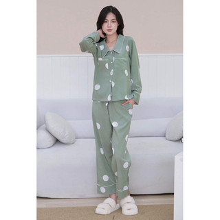 𝗛𝗮̀𝗻𝗴 𝗰𝗵𝗶́𝗻𝗵 𝗵𝗮̃𝗻𝗴 Set pyjama lụa cổ sen chấm tròn Mama Pretty - O.N WORKSHOP
