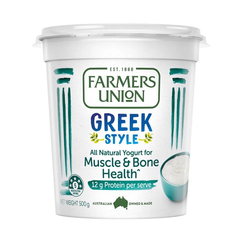 (Ship2h) Sữa Chua Hy Lạp Bổ Sung Protein, All Natural Yogurt (500g) - FARMERS UNION