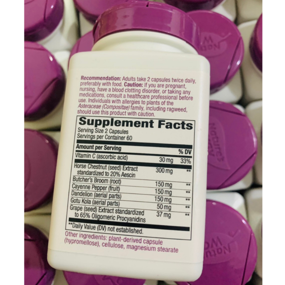 Viên giảm giãn tĩnh mạch Nature's Way Leg Vein 60 viên và 120 viên leg 120v của Mỹ