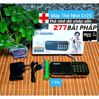 Máy tụng kinh, niệm phật có khe cắm thẻ nhớ, usb craven cr-25a, thẻ nhớ 8g chép sẵn kinh phật, nhạc niệm phật, bài giảng