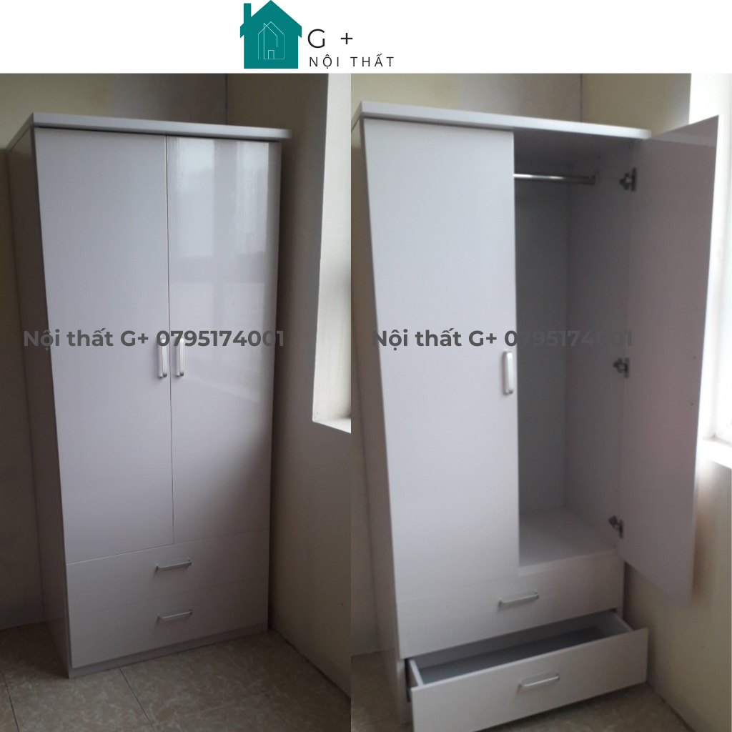 Tủ quần áo, tủ quần áo 2 cánh, tủ nhựa Đài Loan cao cấp, kích thước 84x50x180cm, Nội thất Gplus