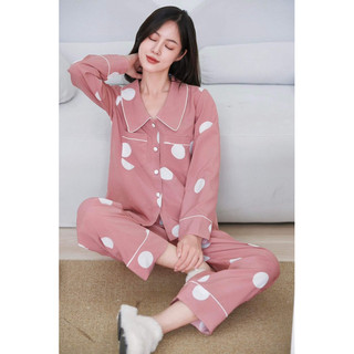 𝗛𝗮̀𝗻𝗴 𝗰𝗵𝗶́𝗻𝗵 𝗵𝗮̃𝗻𝗴 Set pyjama lụa cổ sen chấm tròn Mama Pretty - O.N WORKSHOP