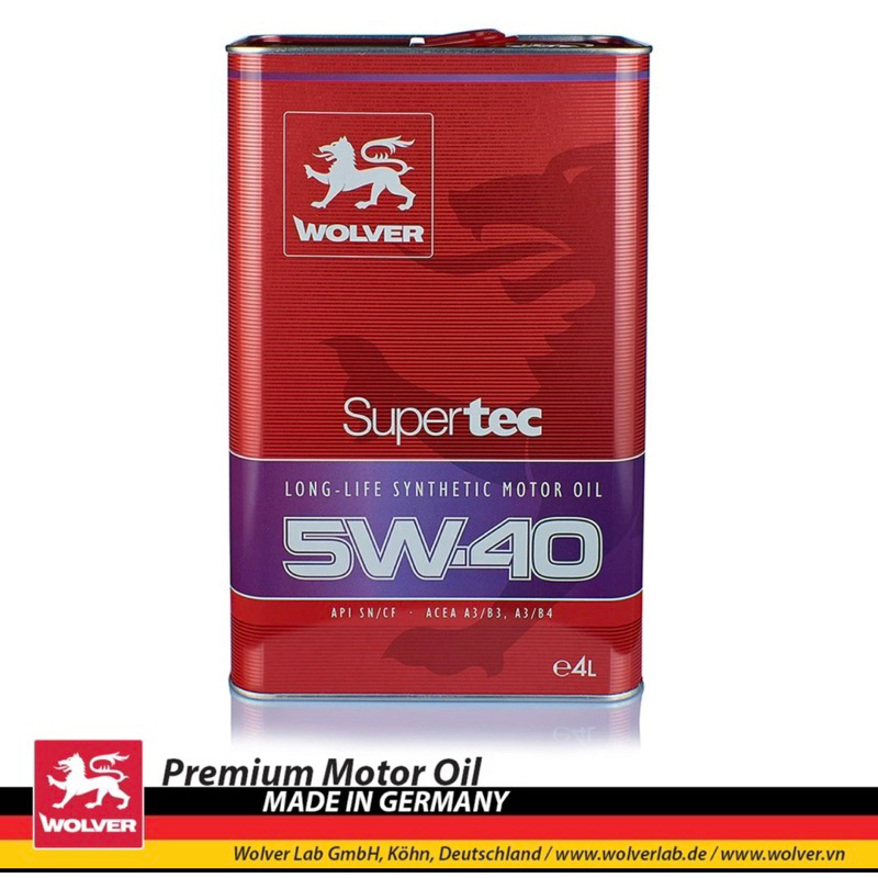 Dầu Nhớt Wolver Supertec 5w40 SN/CF Bảo Vệ Lên Tới 15.000km (nhập khẩu Germany)