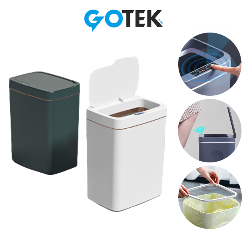 Thùng Rác Thông Minh Cảm Ứng Cao Cấp Tự Động Đóng Mở Dung Tích 15L Để Bàn Văn Phòng Nhà Bếp Nhà Vệ Sinh Chống Nước