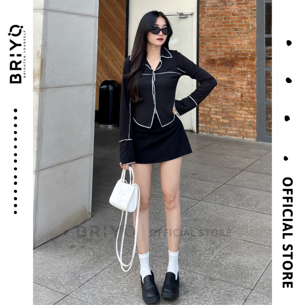 Áo thun tăm thu đông phối viền ngoài độc lạ hot trend BRIYO TD02