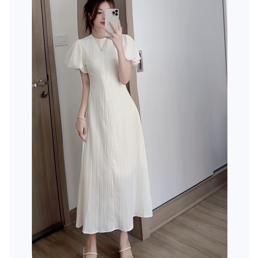 Váy Emmi dress dáng dài chiết eo dáng dài xixeoshop (kín lưng)