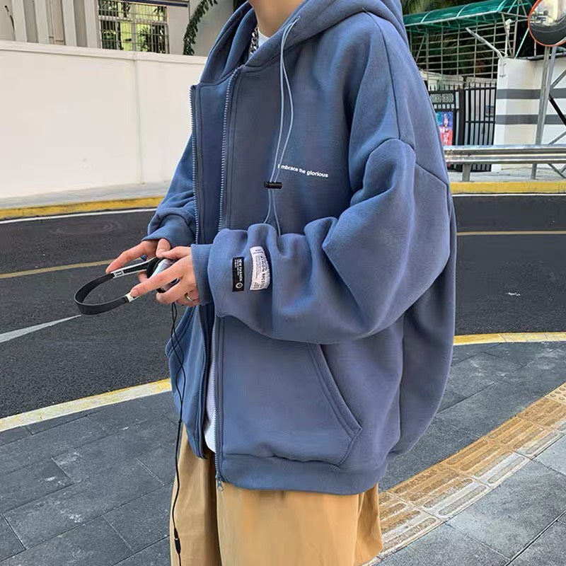 Áo khoác hoodie ZIP unisex Khóa kéo + thêu chữ Embrace the glorious chất nỉ bông, nam nữ đều mặc, Nice Clothes