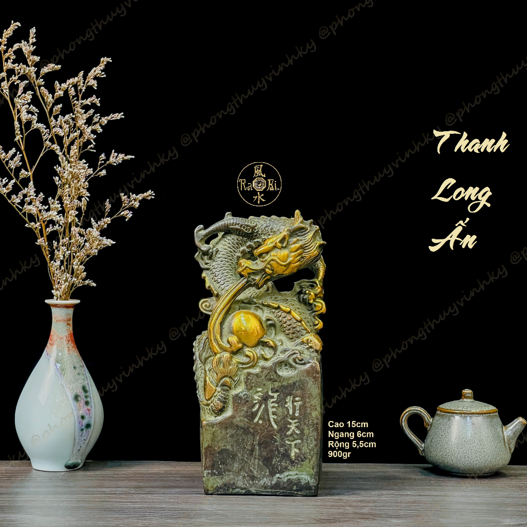 Thanh Long Kim Ấn Hàng Thiên Hạ - Ấn Rồng Xanh - Vật Phẩm Đồng Phong Thủy