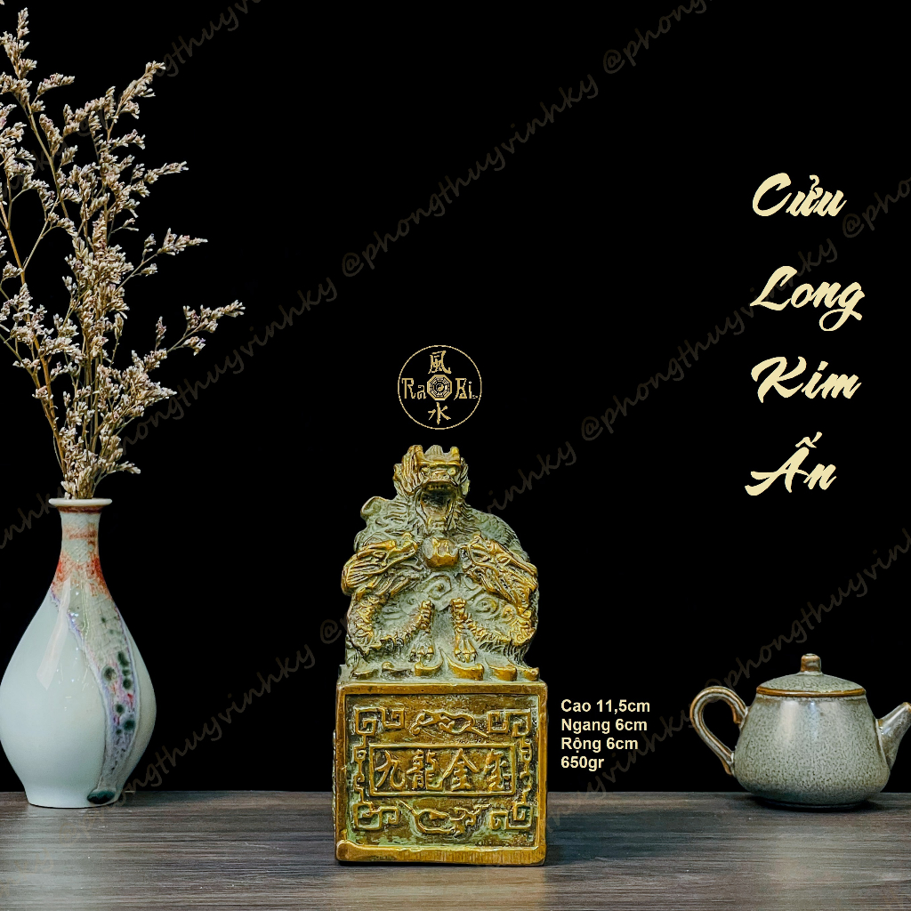Cửu Long Kim Ấn - Ấn 9 Rồng - Vật Phẩm Đồng Phọng Thủy