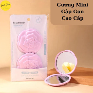 Gương mini cầm tay gập gọn, Gương trang điểm tròn mini