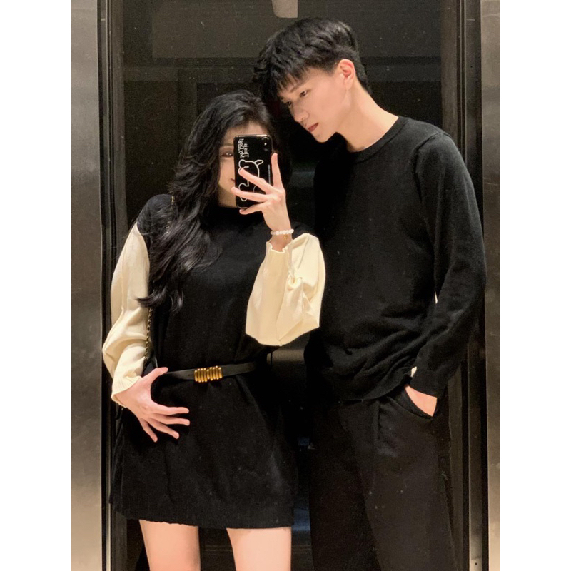 Đồ đôi len đôi mùa Thu-Đông 2 màu đen -trắng