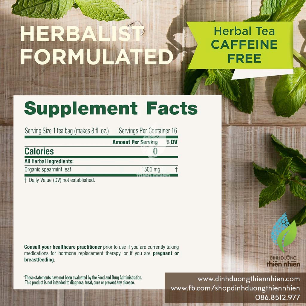 Trà Bạc Hà Spearmint Hữu Cơ Traditional Medicinals Organic Spearmint
