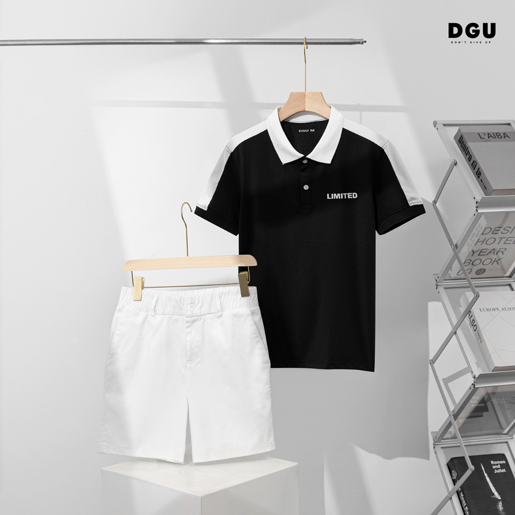 COMBO B56 - Áo polo thiết kế + quần kaki cotton 4c form hiện đại  trên gối + dây kéo