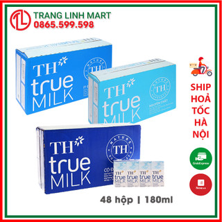 Thùng 48 hộp sữa tươi tiệt trùng các loại TH true MILK 180ml