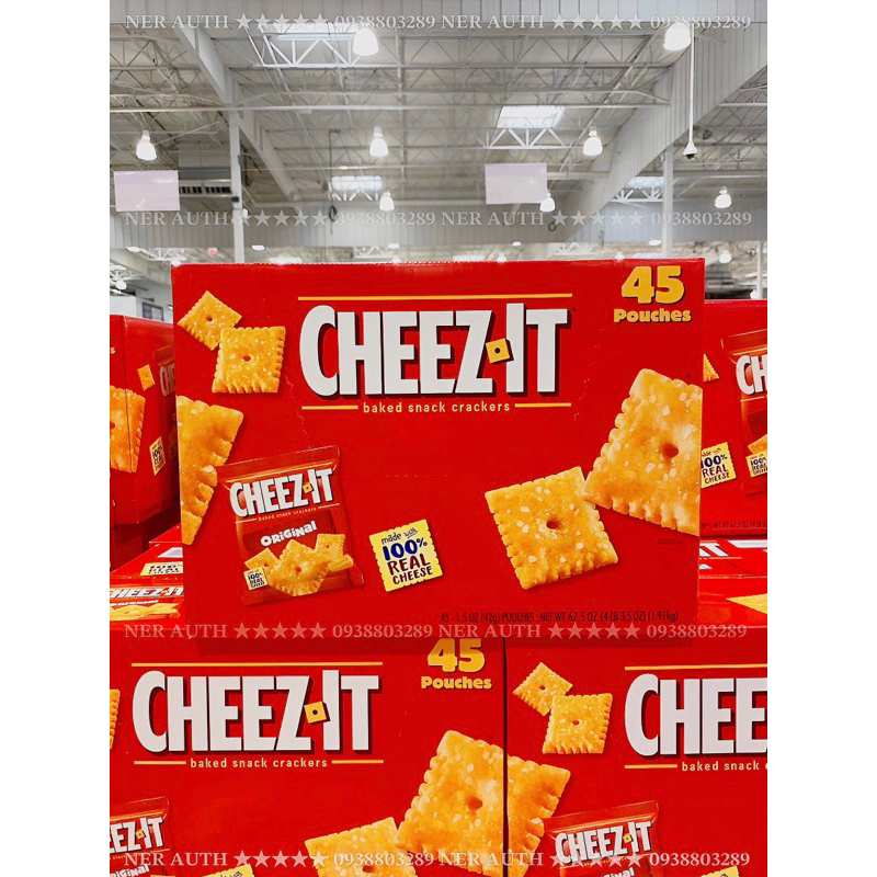 Bánh phô mai giòn Cheez It Baked Snack Crackers 100% Real Cheese gấp đôi phô mai tươi của Mỹ