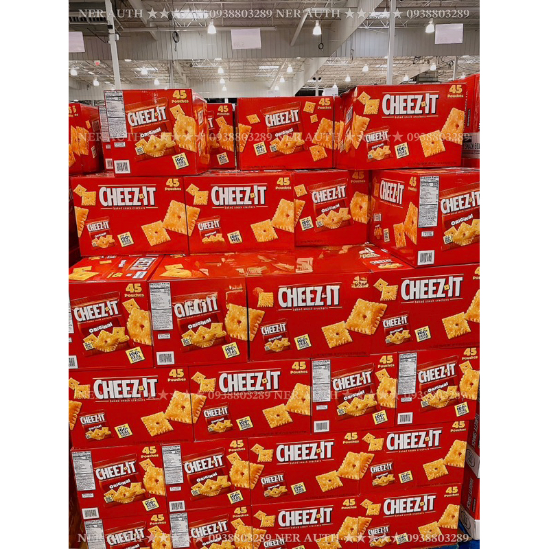 Bánh phô mai giòn Cheez It Baked Snack Crackers 100% Real Cheese gấp đôi phô mai tươi của Mỹ