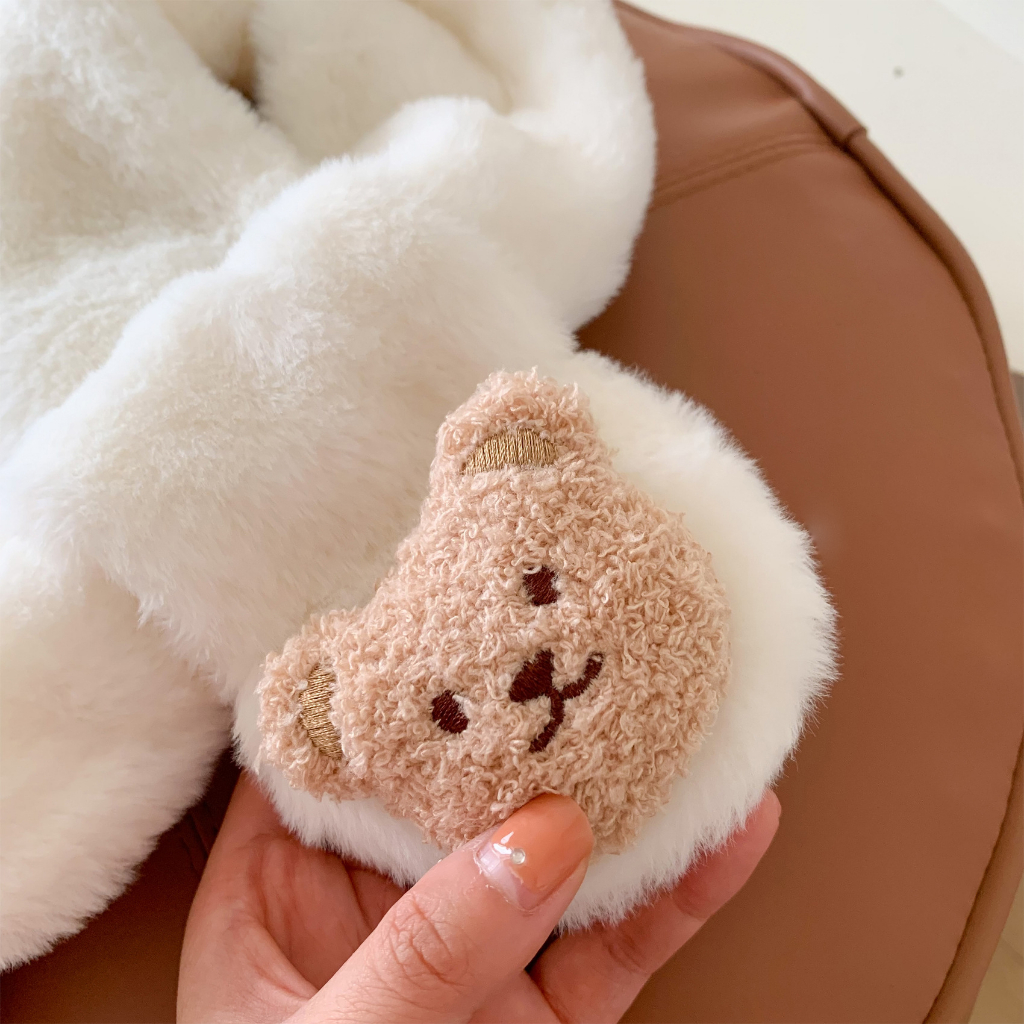 Khăn Quàng Cổ Đính Gấu Mã T82 Dành Cho Bé Trai Bé Gái Mùa Đông Ấm Áp