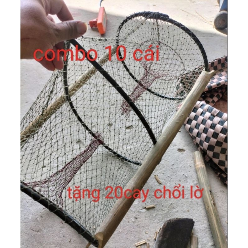 combo 10 cái lờ cá lóc 30*53 tặng 20 cây