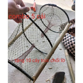 combo 5c lờ cá lóc vành nhựa 30*52 tặng 10 cây