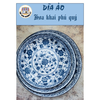 Dĩa ảo tròn gốm sứ 4d họa tiết hoa khai phú quý