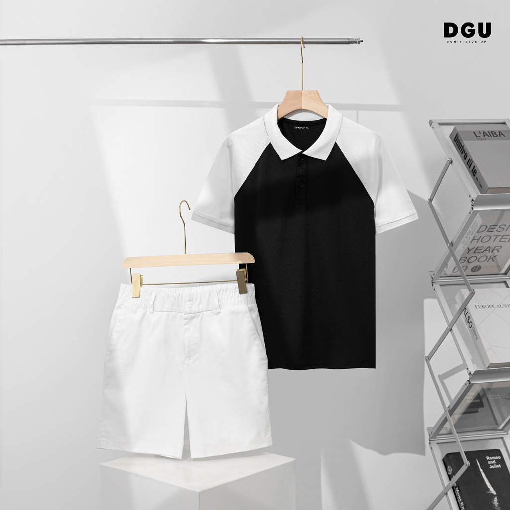Combo B14 - Áo polo thiết kế + quần kaki cotton 4c form hiện đại  trên gối + dây kéo