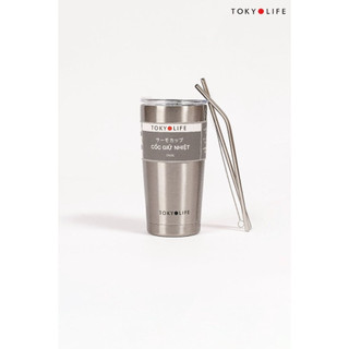 Cốc giữ nhiệt TOKYOLIFE 590ml kèm bộ ống hút, thép không gỉ inox 304 C2CUP602L