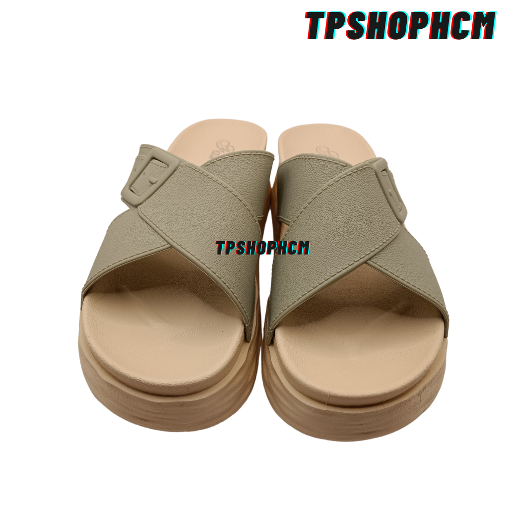 Dép nữ bánh mì quai chéo chất eva cao su hach chiều cao 5cm đế chống trơn trượt