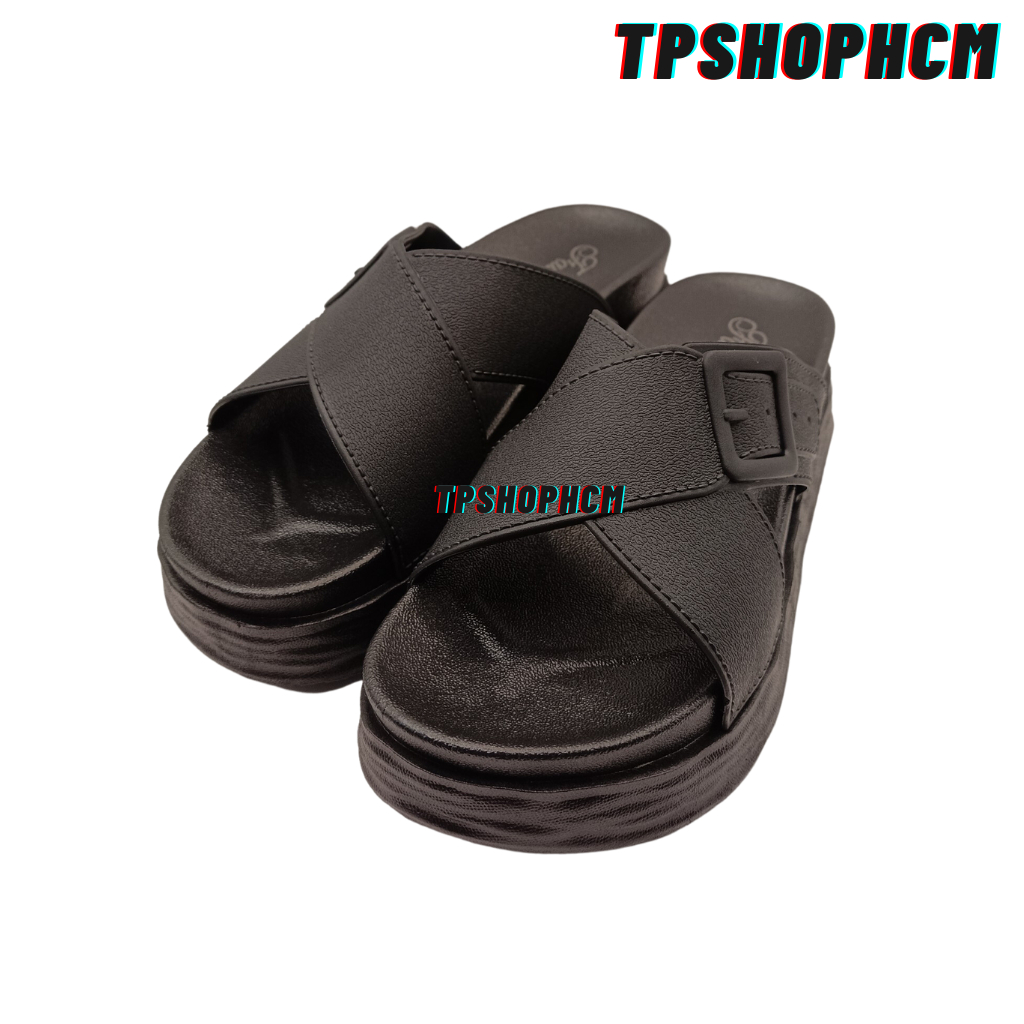 Dép nữ bánh mì quai chéo chất eva cao su hach chiều cao 5cm đế chống trơn trượt