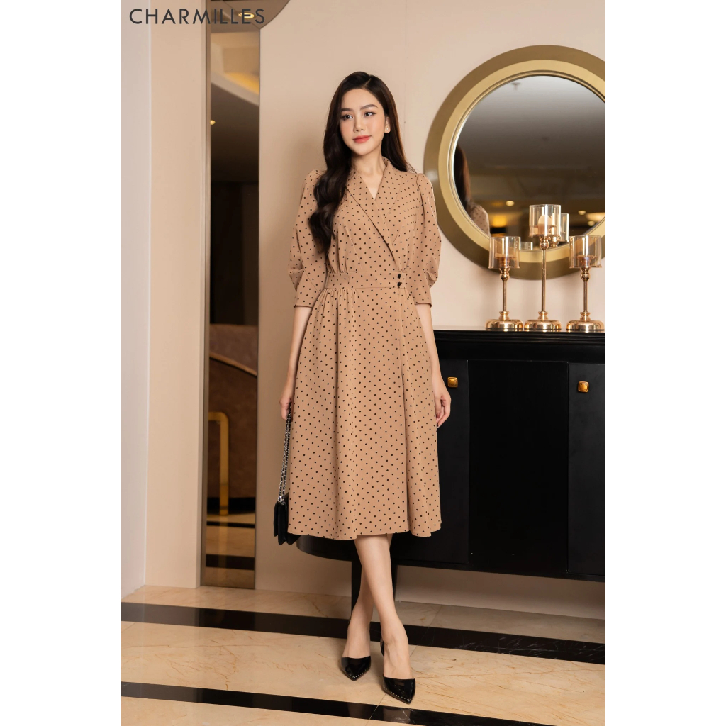 Đầm Charmilles Tay Lỡ Cổ Sam Bi 23MD032NA
