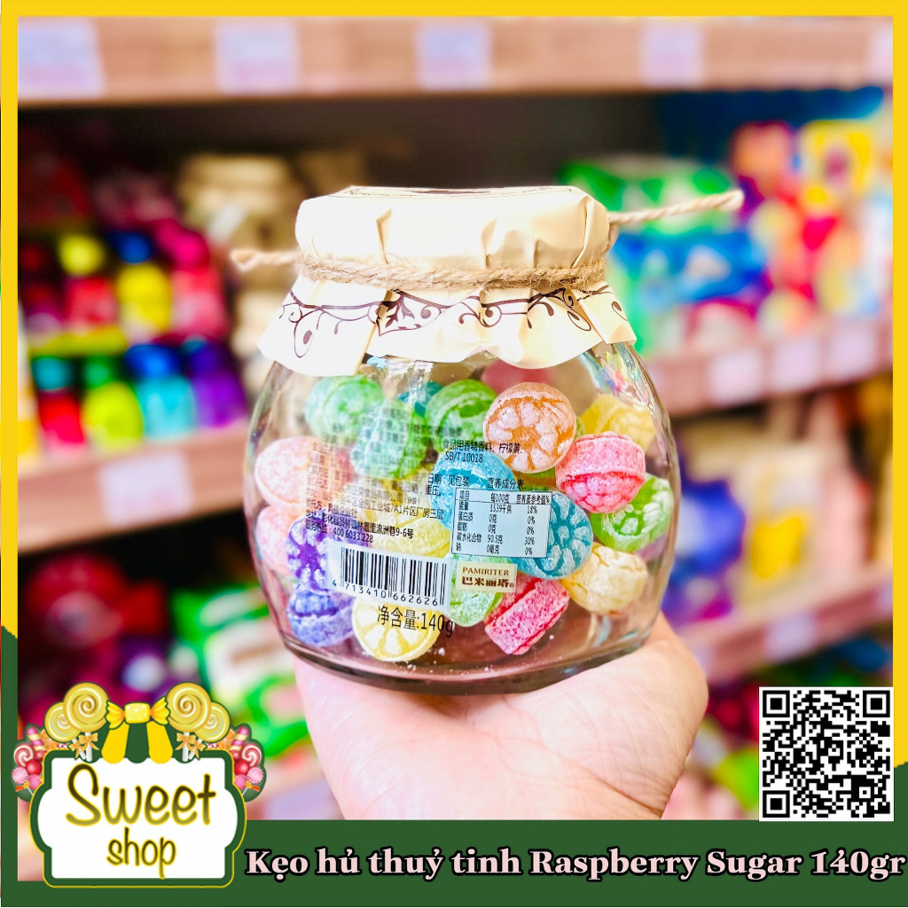 🫙🫙Kẹo hủ thuỷ tinh Raspberry Sugar 140gr  🫙🫙