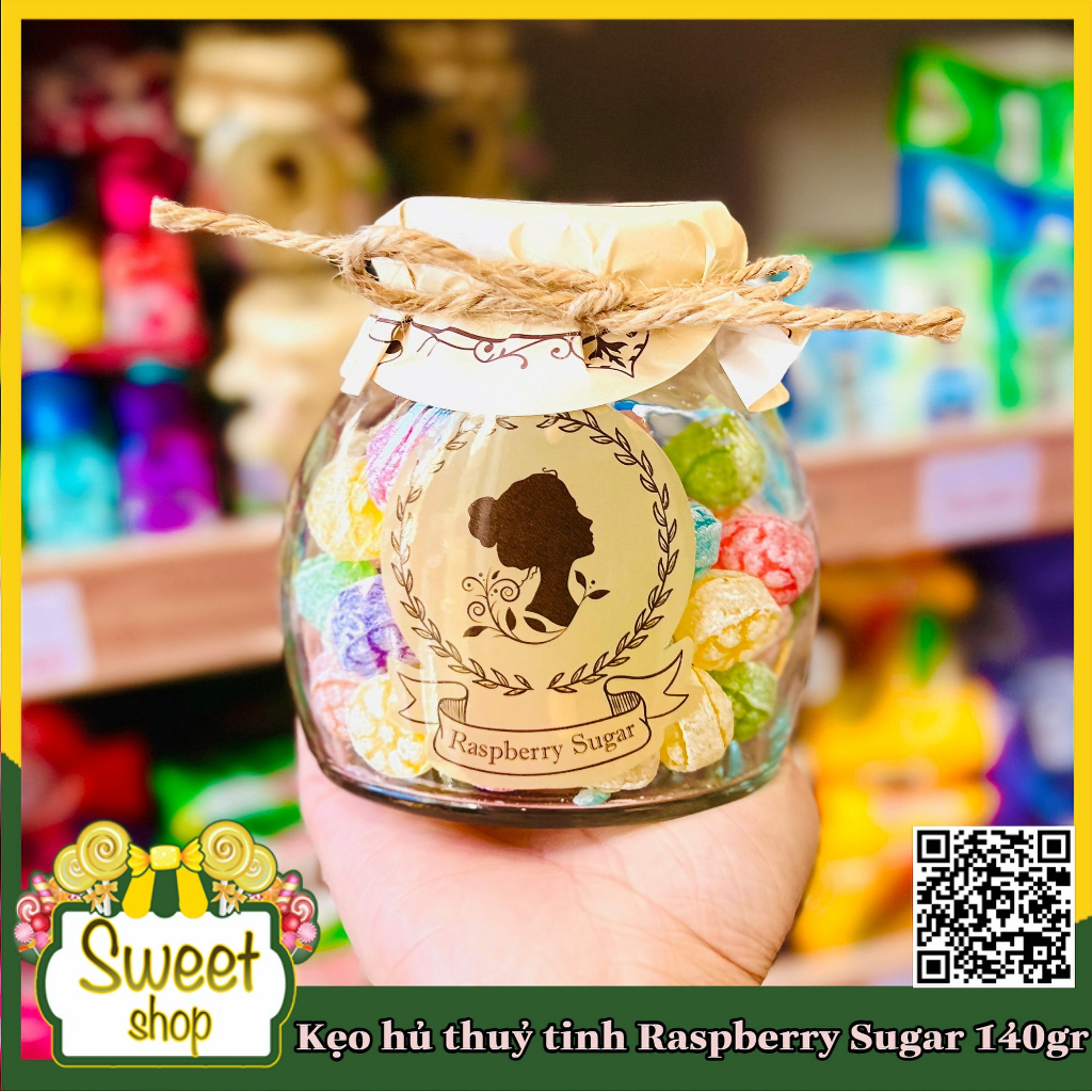 🫙🫙Kẹo hủ thuỷ tinh Raspberry Sugar 140gr  🫙🫙