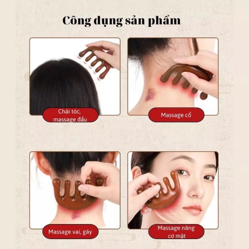 Lược Gỗ Đàn Hương, Giúp Tóc vào Nếp, Massage Đầu